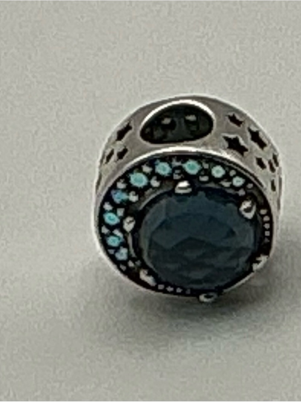 Pandora Sterling Silver Blue Crystal Star Cutout Spacer Charm S925 ALE
